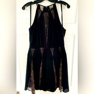 BCBG MaxAzria Black Teena Lace Inserts Halter Dress US 10